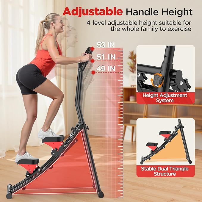 Stair Stepper for Home Gym, Folding Stair Climber for Full Body Workout with Adjustable Handlebar & Pedals, Compact Vertical Climber Cardio Exercise Machine for Women & Men