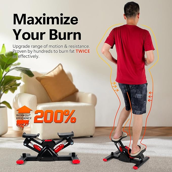 Leikefitness Steppers for Exercise Mini Stair Stepper, Cardio Workout Equipment, Twist Stair Stepper with Resistance Bands Up-Down Motion for Full Body Workout Exercise Equipment for Home