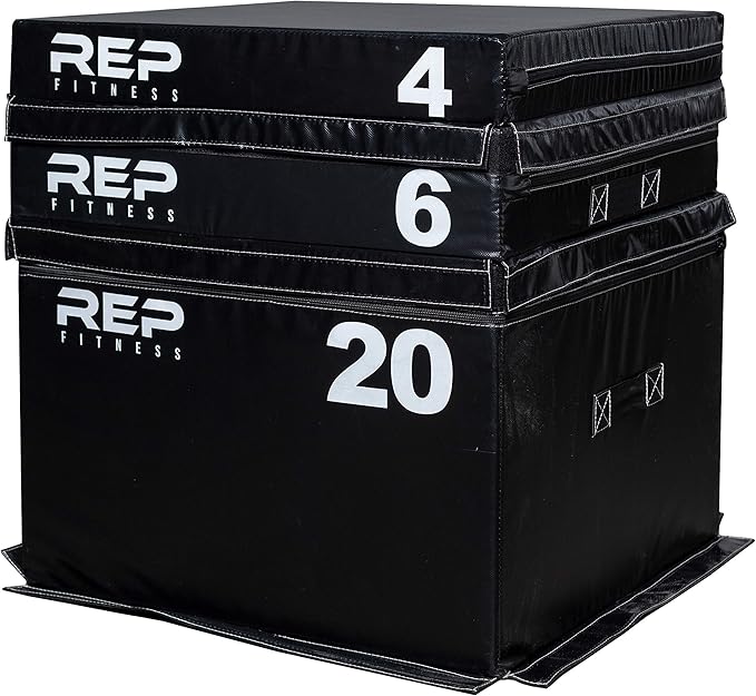REP Fitness Stackable Soft Foam Plyo Boxes, Adjustable Jump Platforms for Home Gym Training, Durable Cushioned Step for Exercise, Balance, Squats, HIIT Workouts, Strength Conditioning, Vinyl Cover