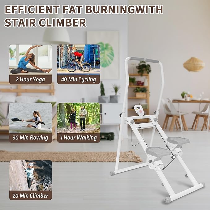 Stair Stepper Machine for Home,Steppers for Exercise at Home,Folding Stair Master with Adjustable Handlebar -90% Pre-Assembled Vertical Climber