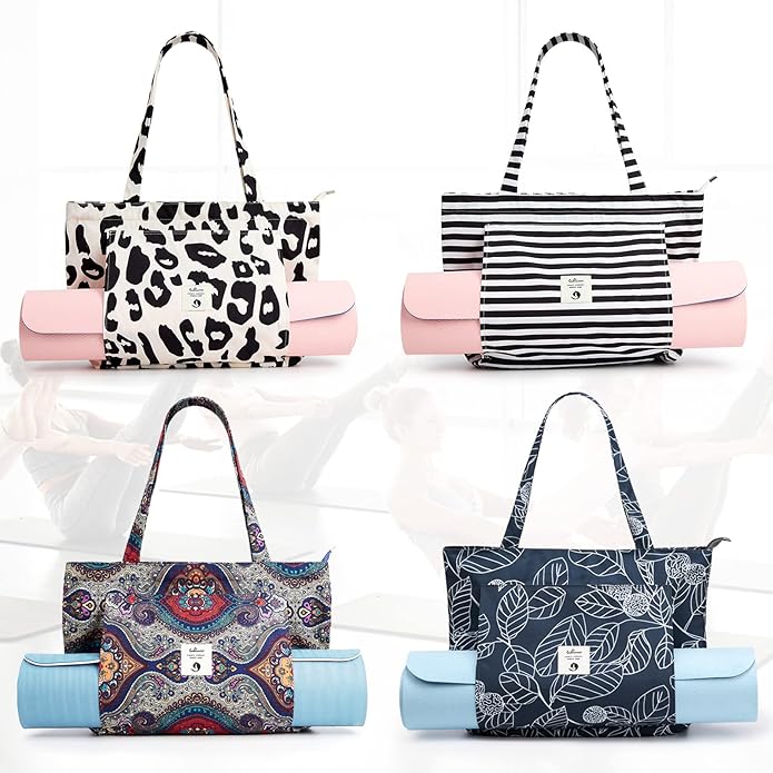 WLLWOO WLLWOO Yoga Bags for Women with Yoga Mats Bags Carrier Carryall Canvas Tote for Pilates Shoulder for Travel Office Beach Workout