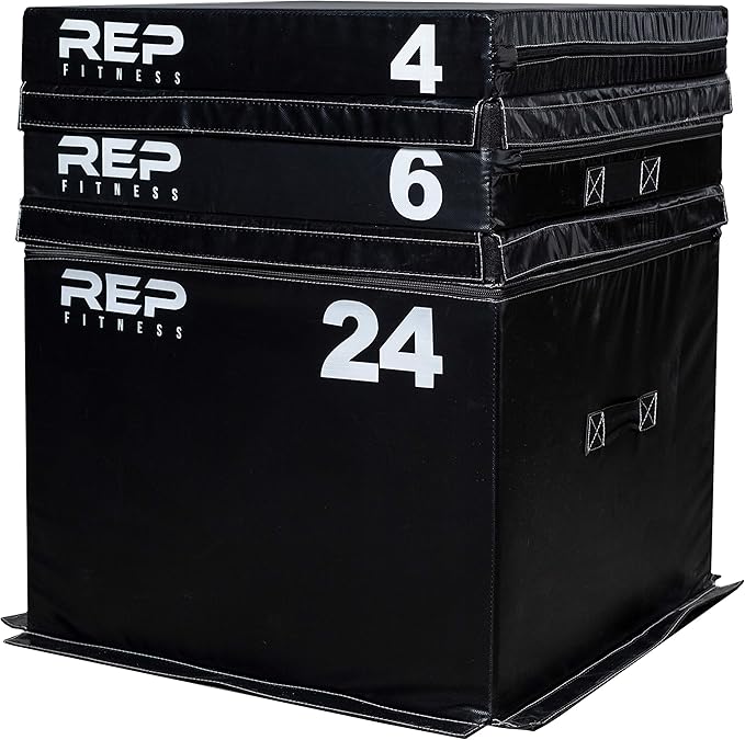 REP Fitness Stackable Soft Foam Plyo Boxes, Adjustable Jump Platforms for Home Gym Training, Durable Cushioned Step for Exercise, Balance, Squats, HIIT Workouts, Strength Conditioning, Vinyl Cover