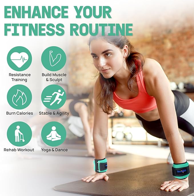 Yes4All Wrist & Ankle Weights Pair 1lb -10lbs, Adjustable Strap for Walking, Jogging, Pilates, Gym Fitness Workout for Women, Men