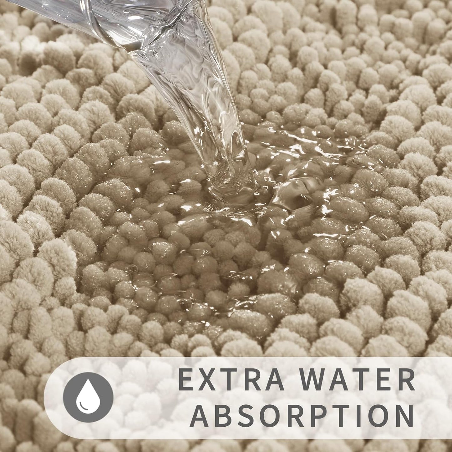 Yimobra Toilet Rugs U Shaped Washable 24 x 20, Non Slip and Super Absorbent Toilet Mat, Quick Dry, Ultra Luxury Microfiber Chenille Plush Fluffy Contour Bath Rugs for Toilet Base, Camel