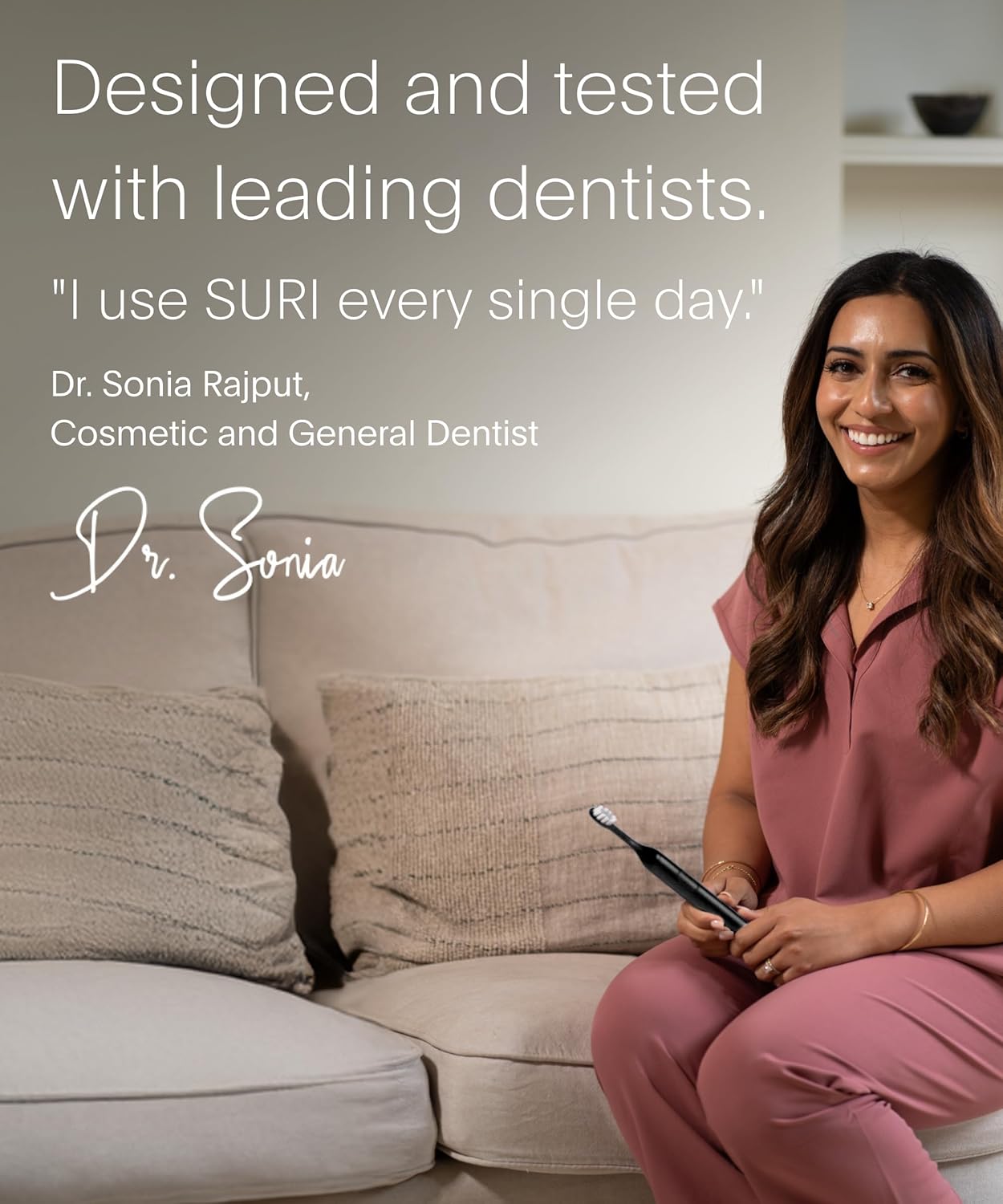 SURI 1.0 Sonic Electric Toothbrush | 1 Month+ Battery | Designed in California | Electric Toothbrush for Adults | Travel Toothbrushes | Tooth Brush | Black