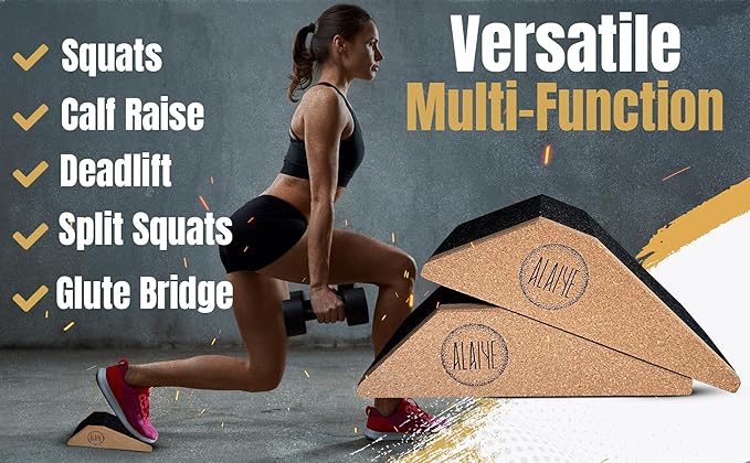 Squat Wedge Blocks (Set of 2) β Non-Slip Slant Boards for Lower Body Workouts, Ankle and Calf Stretching - Yoga Blocks, Designed to Elevate Heels and Squat Support - Includes Carry Bag