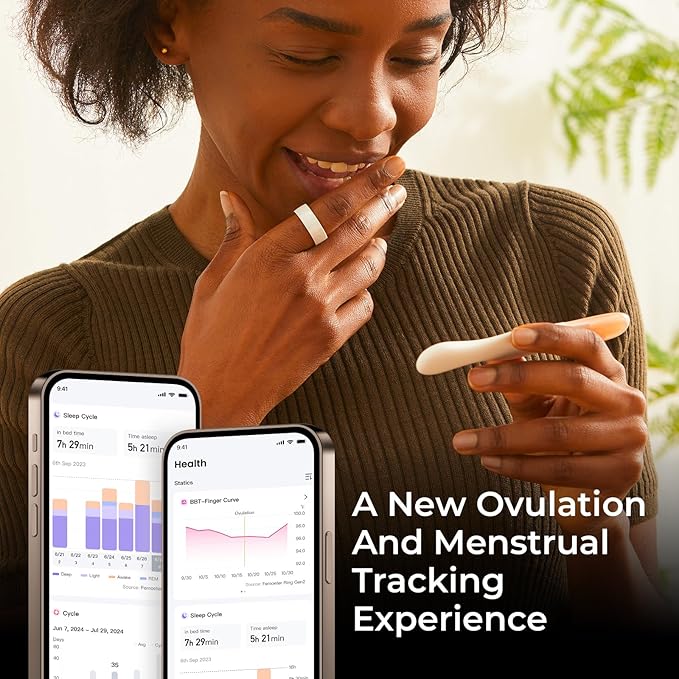 femometer Smart Ring Gen2 - Sleep, Heart Rate & Cycle Monitoring - Free Subscription - Women's Health & Fertility Tracker with BBT Technology - Size Before You Buy - Up to 7 Days Battery Life - Size 6