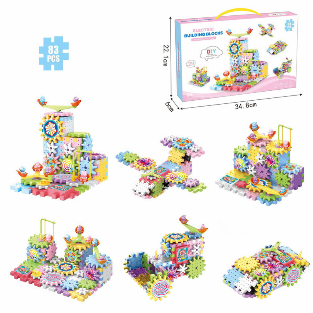 Kids Rotating Gear Track Building Blocks Set