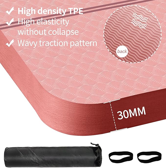 nuveti Large Exercise Mat - 15mm/20mm/30mm Thick Yoga Mat | Workout Mat for Fitness, Yoga, Pilates, Stretching & Floor Exercises for Women & Men with Free Carrying Bag