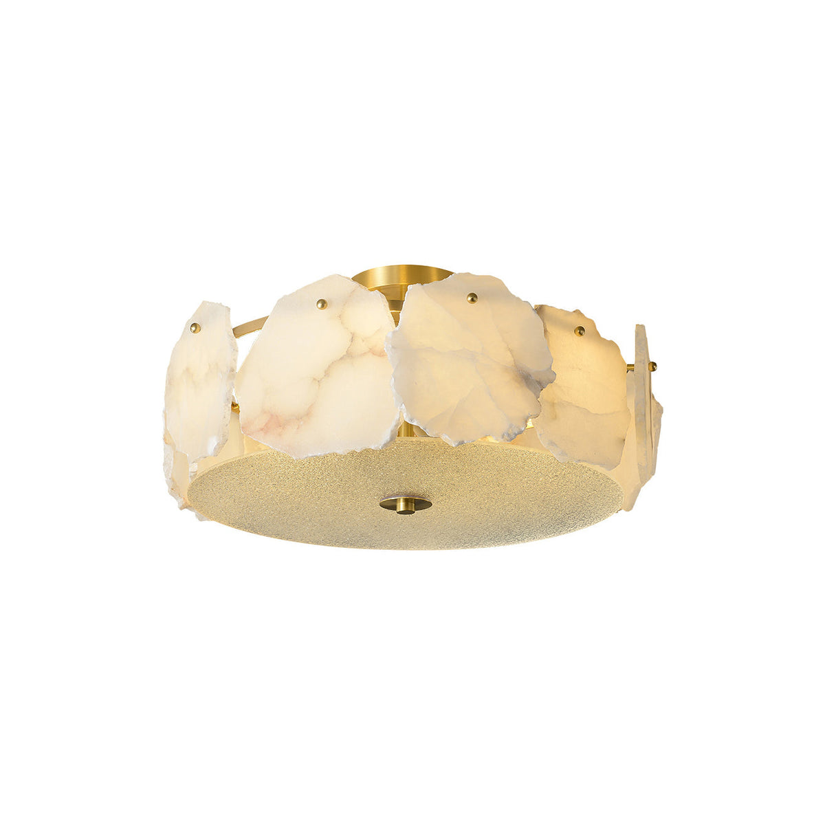 Art Deco Brass Alabaster Ceiling Light