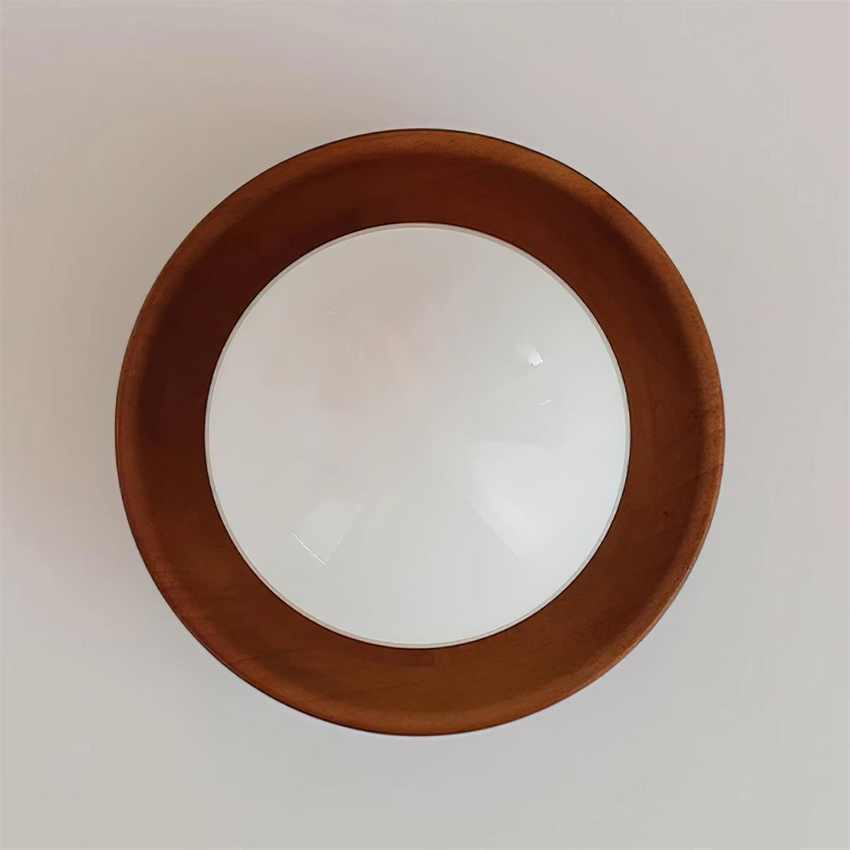 Mid-Century Walnut Brass Globe Ceiling Light