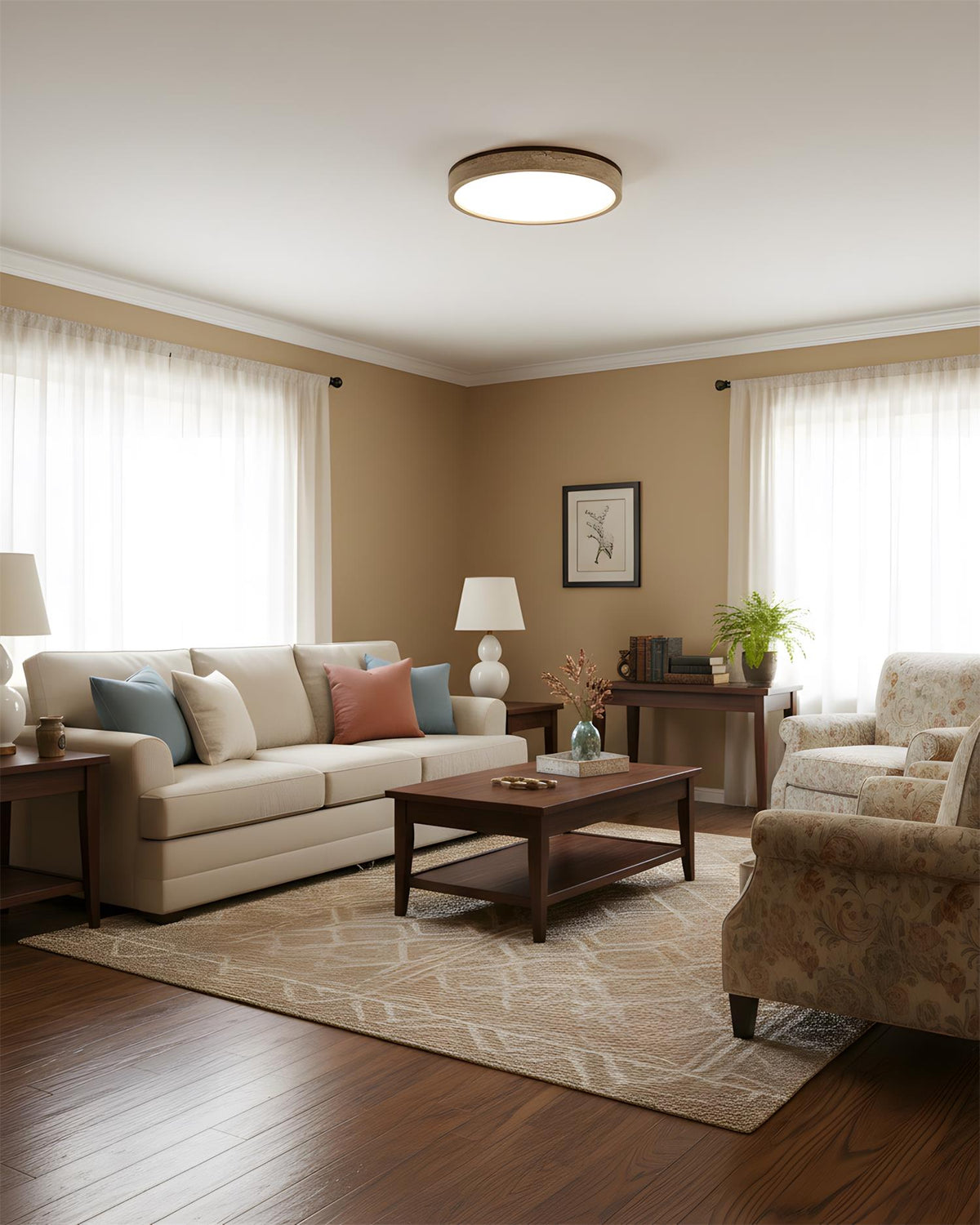 Organic Modern Travertine Ceiling Lamp