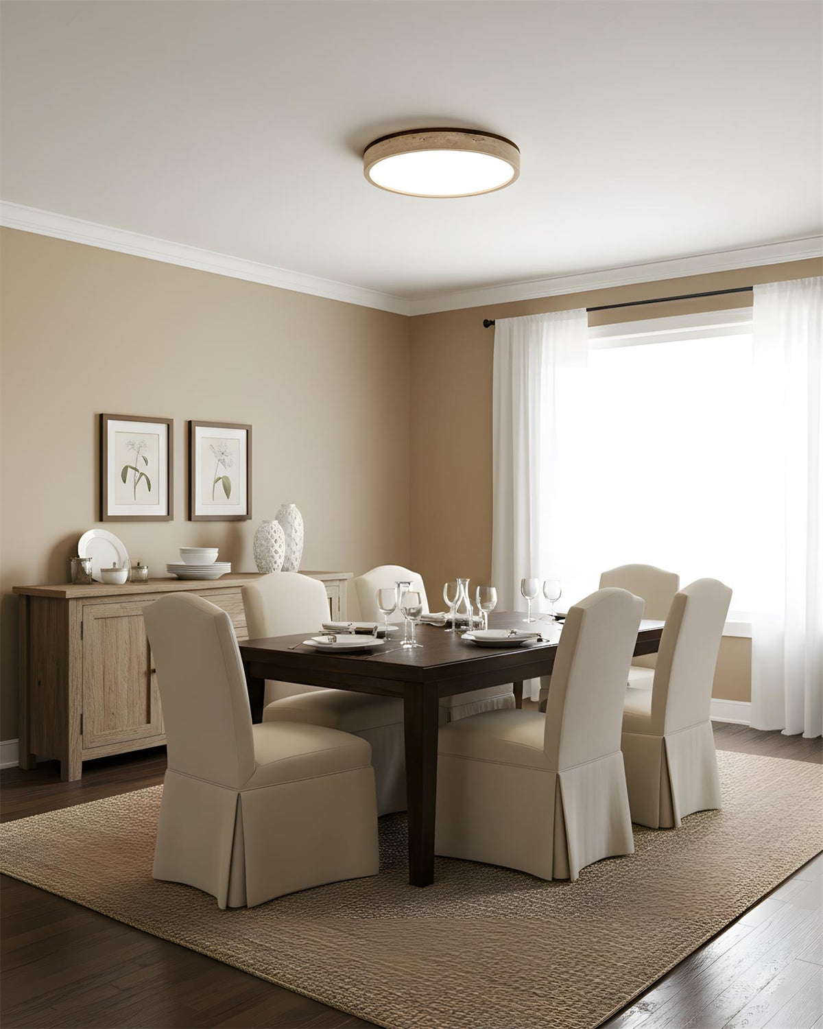 Organic Modern Travertine Ceiling Lamp