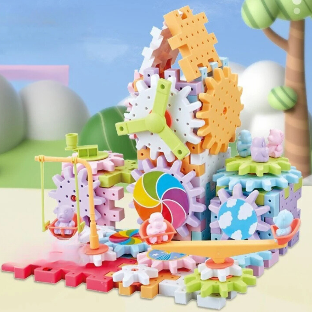 Kids Rotating Gear Track Building Blocks Set