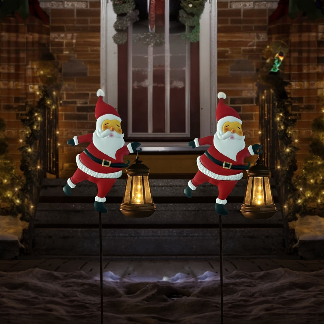 Festive Solar Garden Lights | Santa Lantern Design with Weather Resistance | Outdoor Lights for Seasonal Ambiance 3