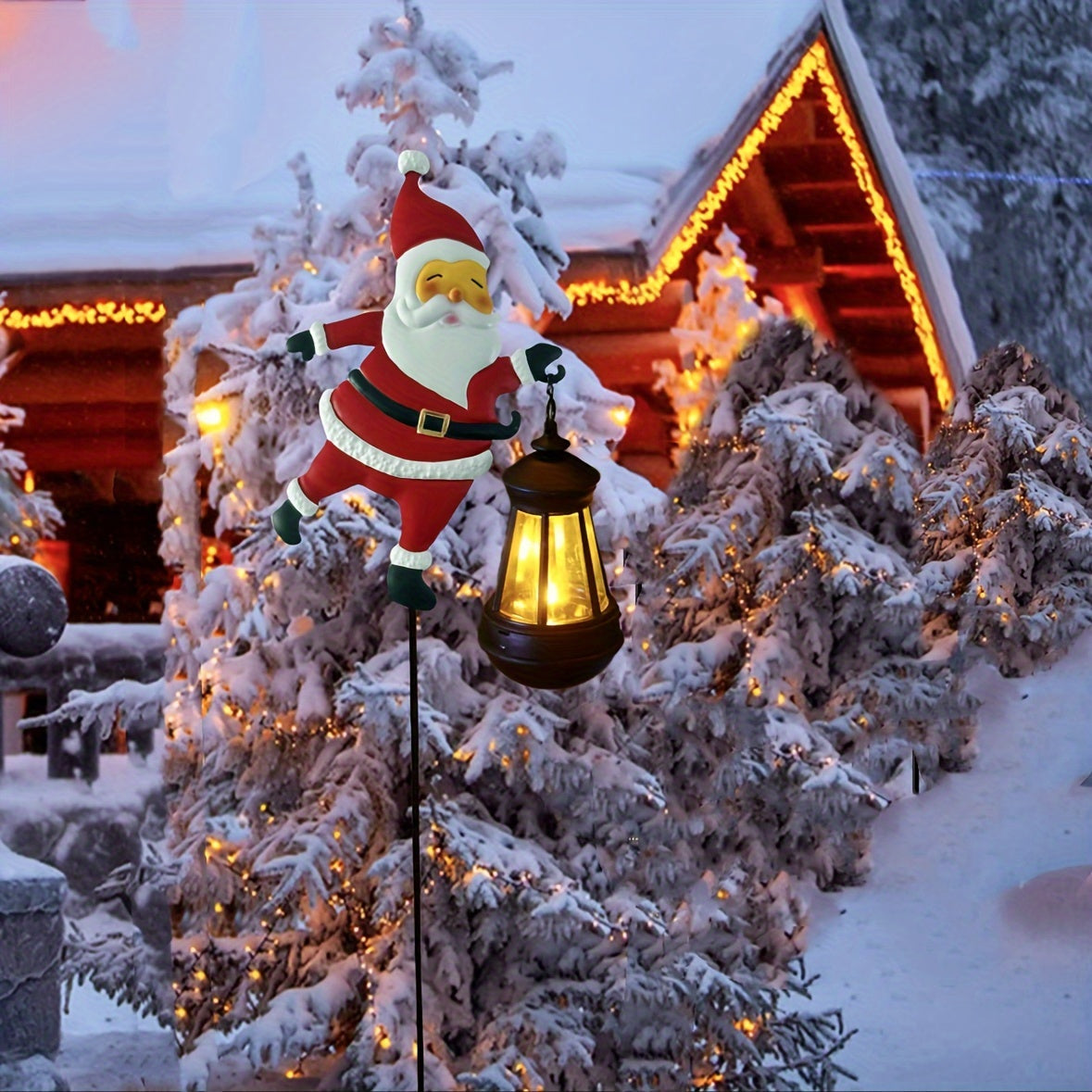 Festive Solar Garden Lights | Santa Lantern Design with Weather Resistance | Outdoor Lights for Seasonal Ambiance 5