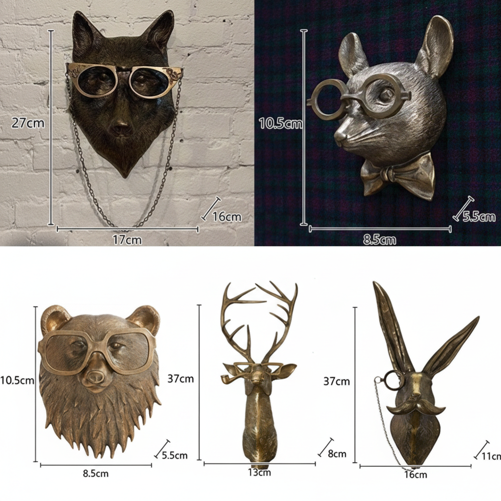 Rustic Resin Animal Head Wall Decor