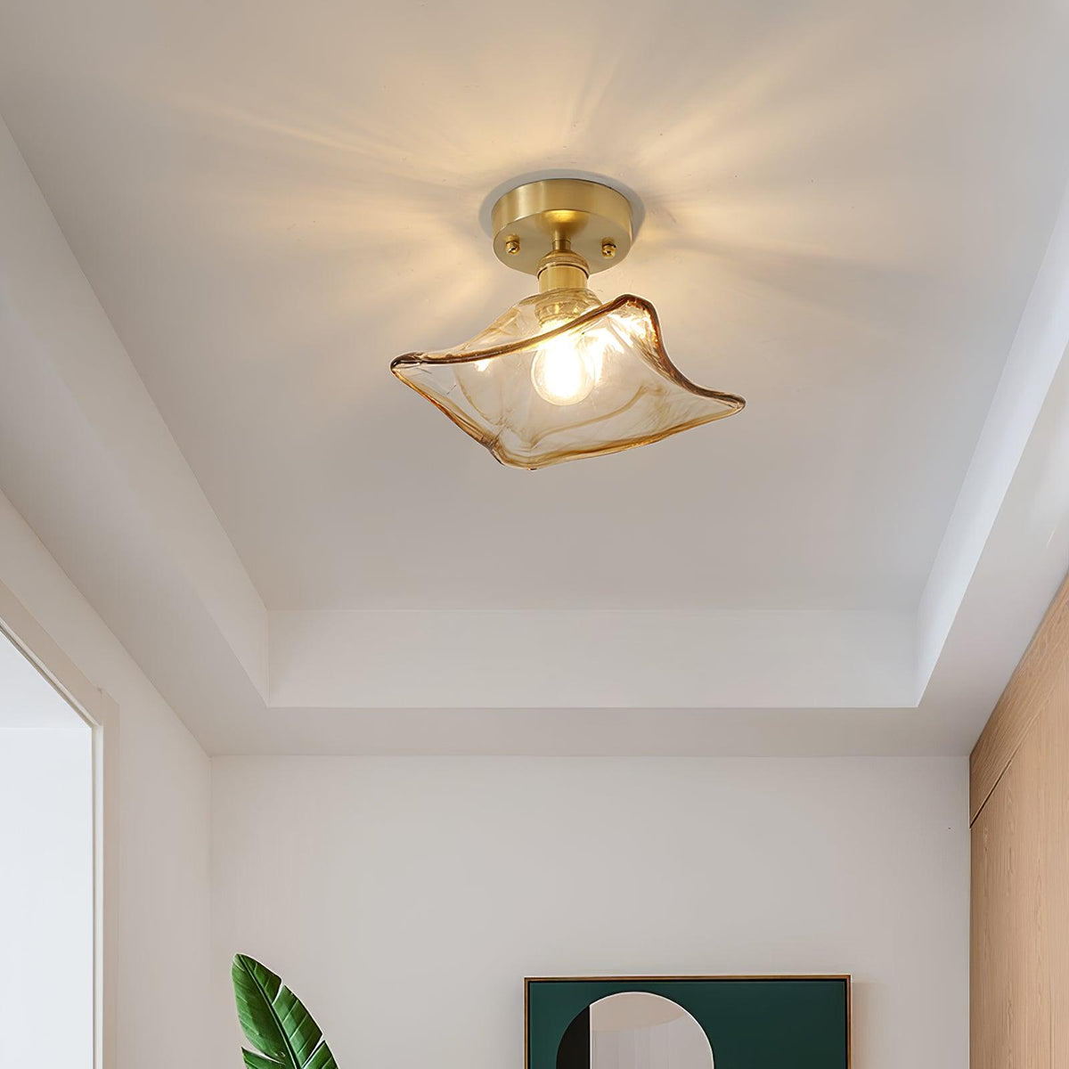 Art Deco Amber Glass Pendant Light