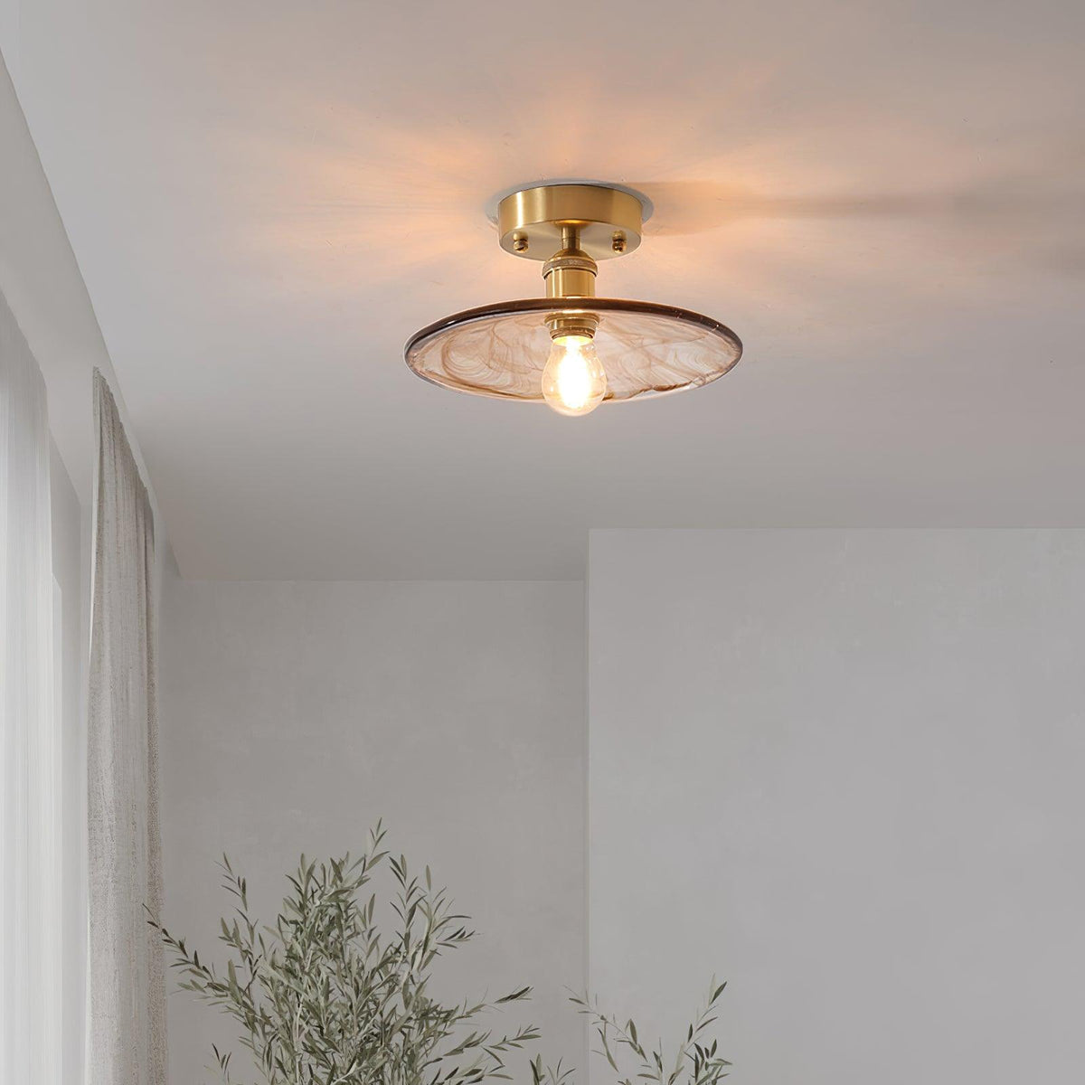 Art Deco Amber Glass Pendant Light