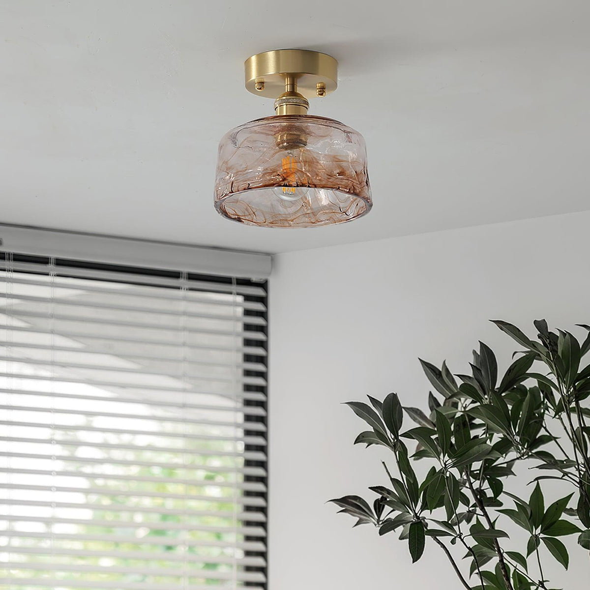 Art Deco Amber Glass Pendant Light