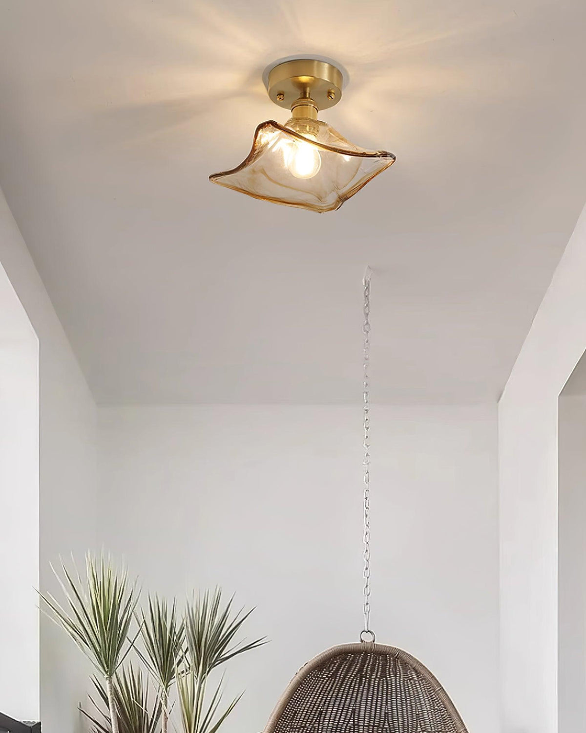 Art Deco Amber Glass Pendant Light