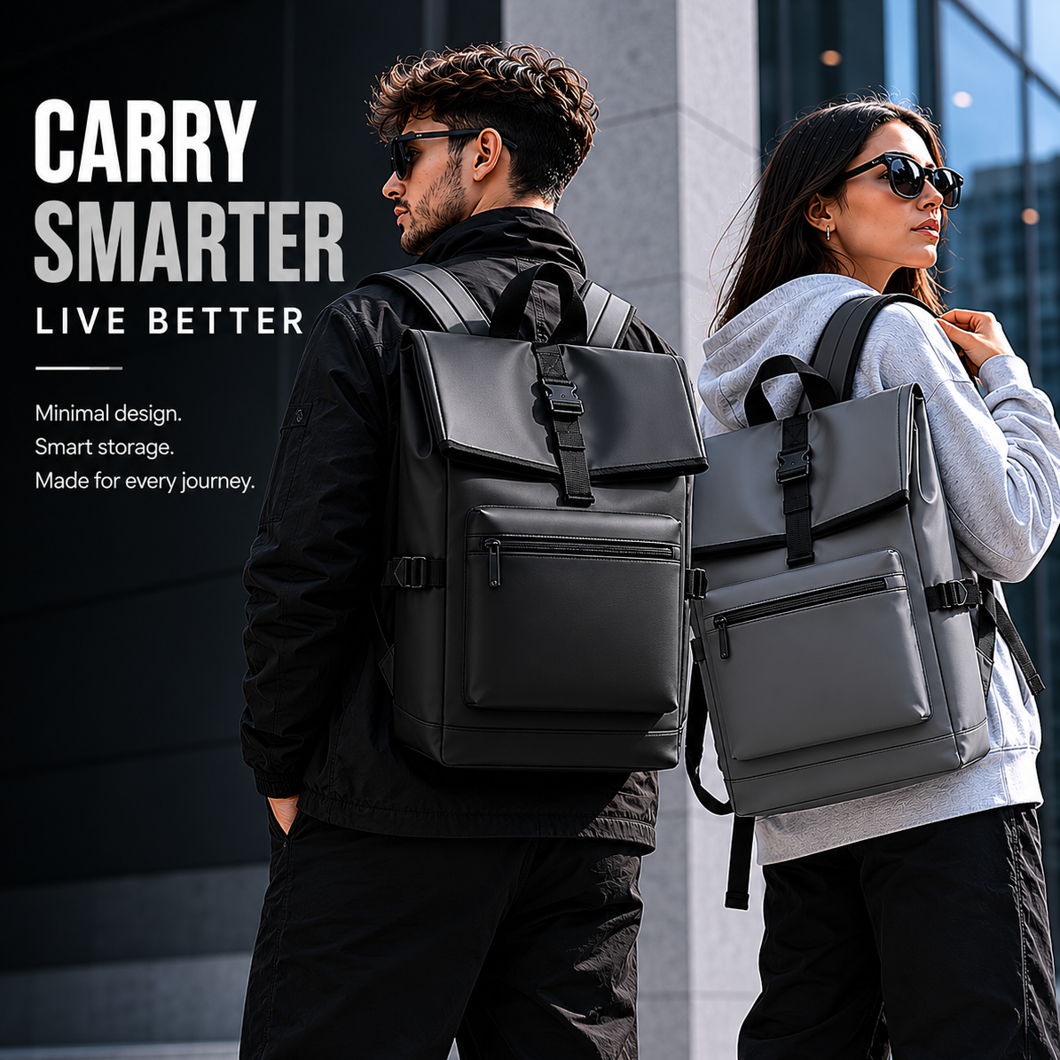 Minimalist Roll-Top Commuter Backpack