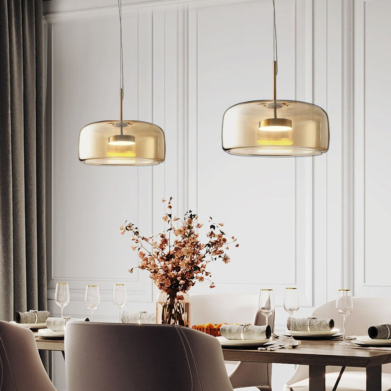 Contemporary Glass Dome Pendant Light