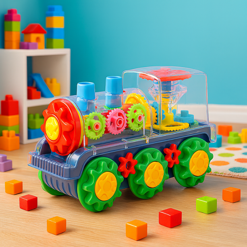 Kids LED Light-Up Transparent Gear Car Toy