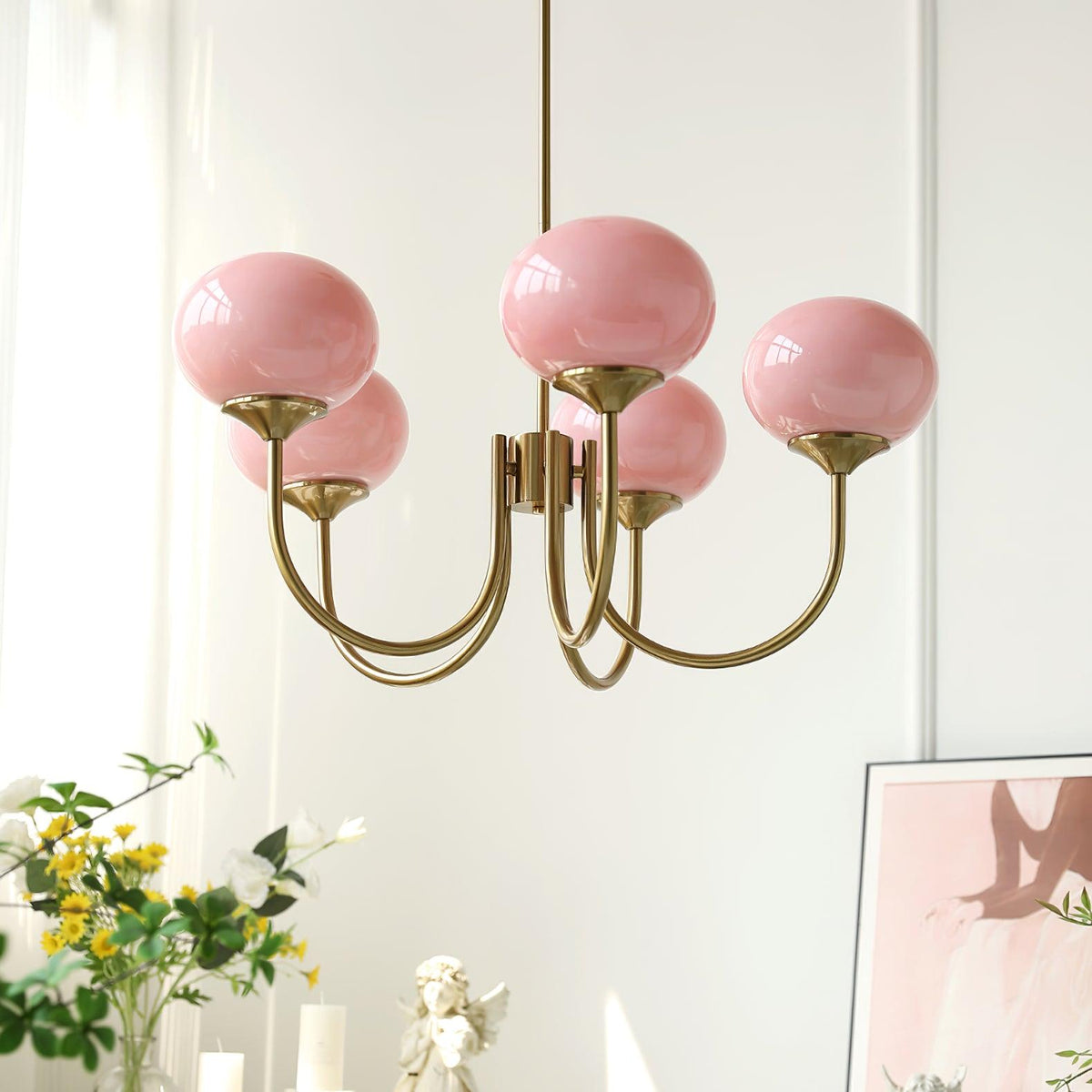 Contemporary Multi-Light Glass Chandelier