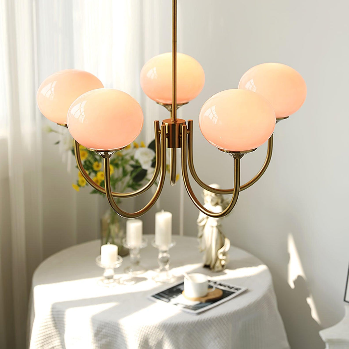 Contemporary Multi-Light Glass Chandelier
