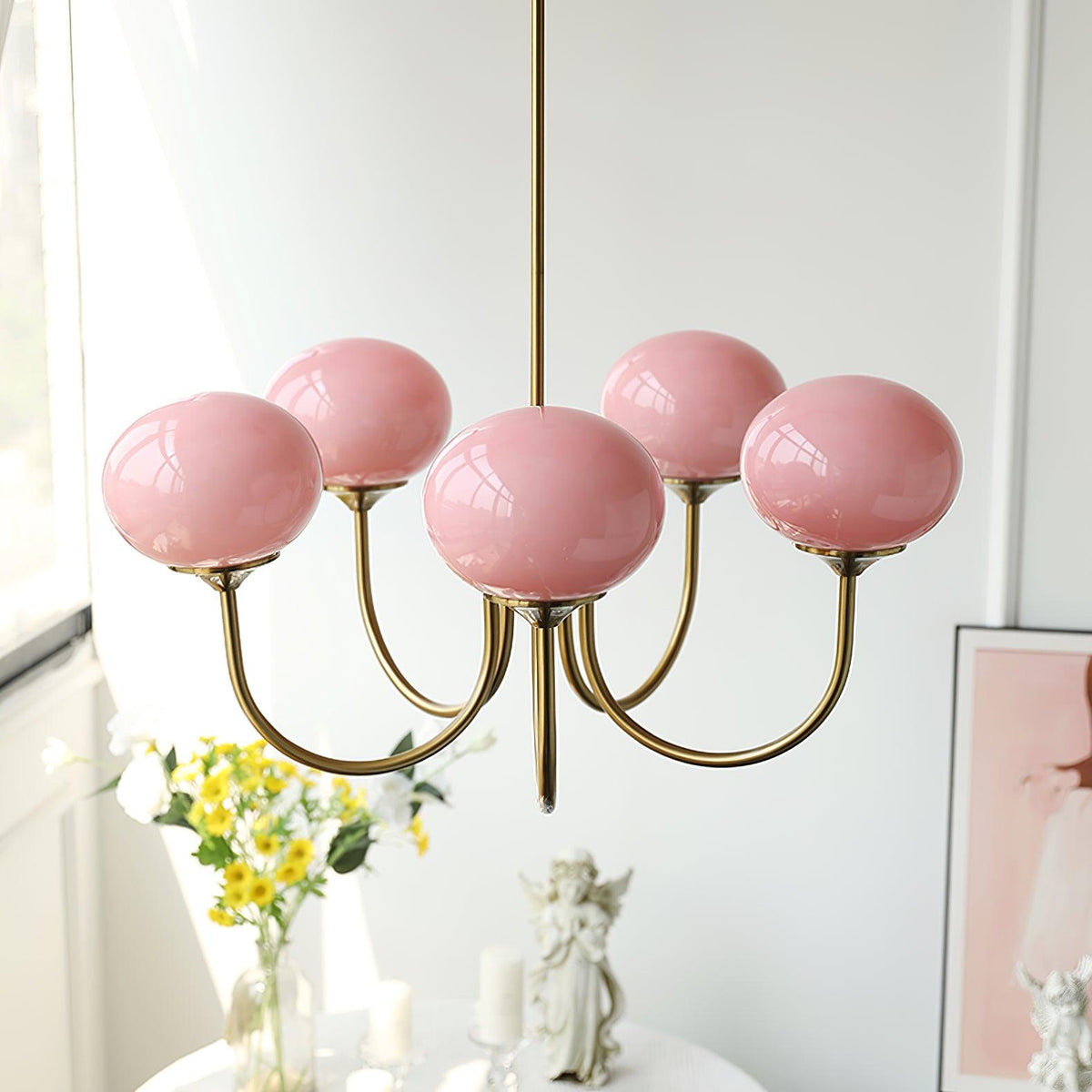 Contemporary Multi-Light Glass Chandelier