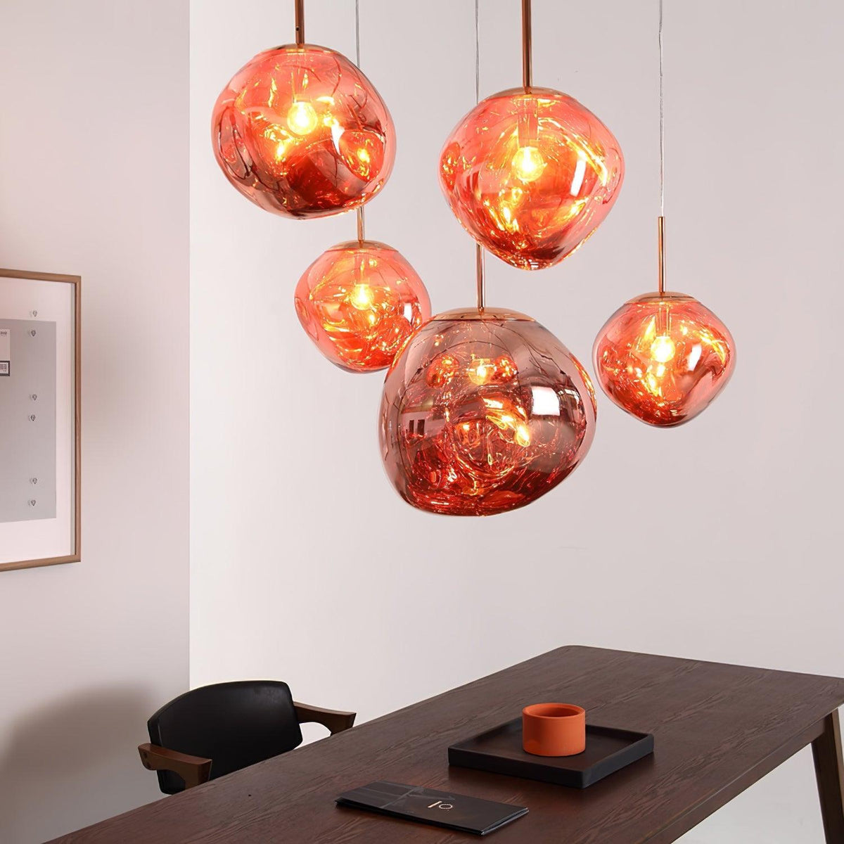 Glam Sculptural Mirrored Pendant Light