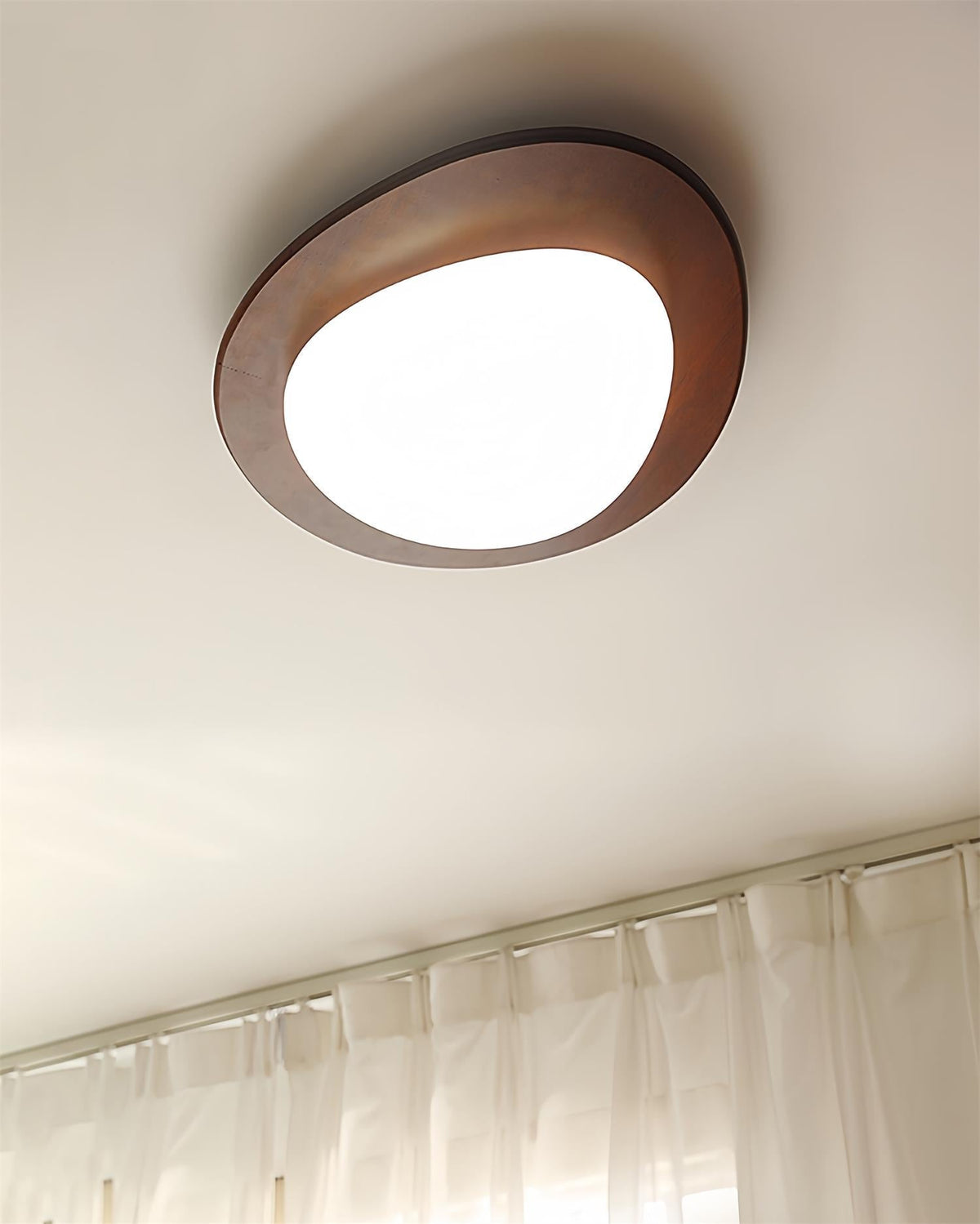 Minimalist Wood Oval Ceiling Light