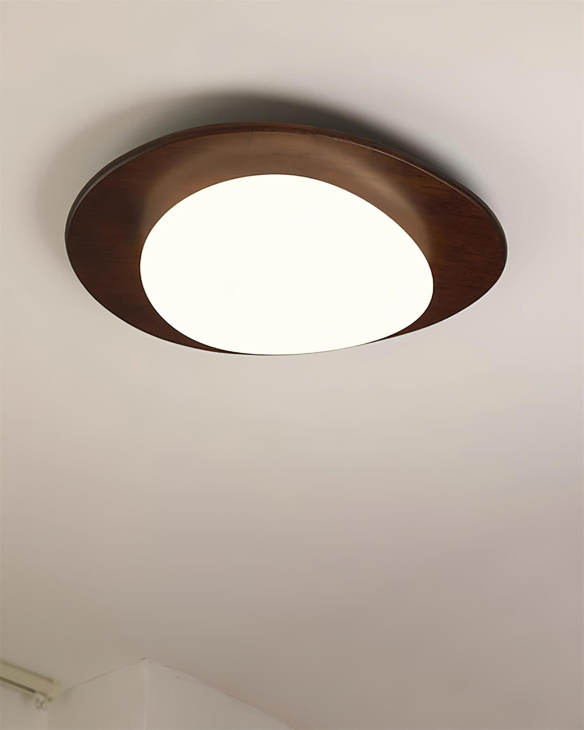 Minimalist Wood Oval Ceiling Light