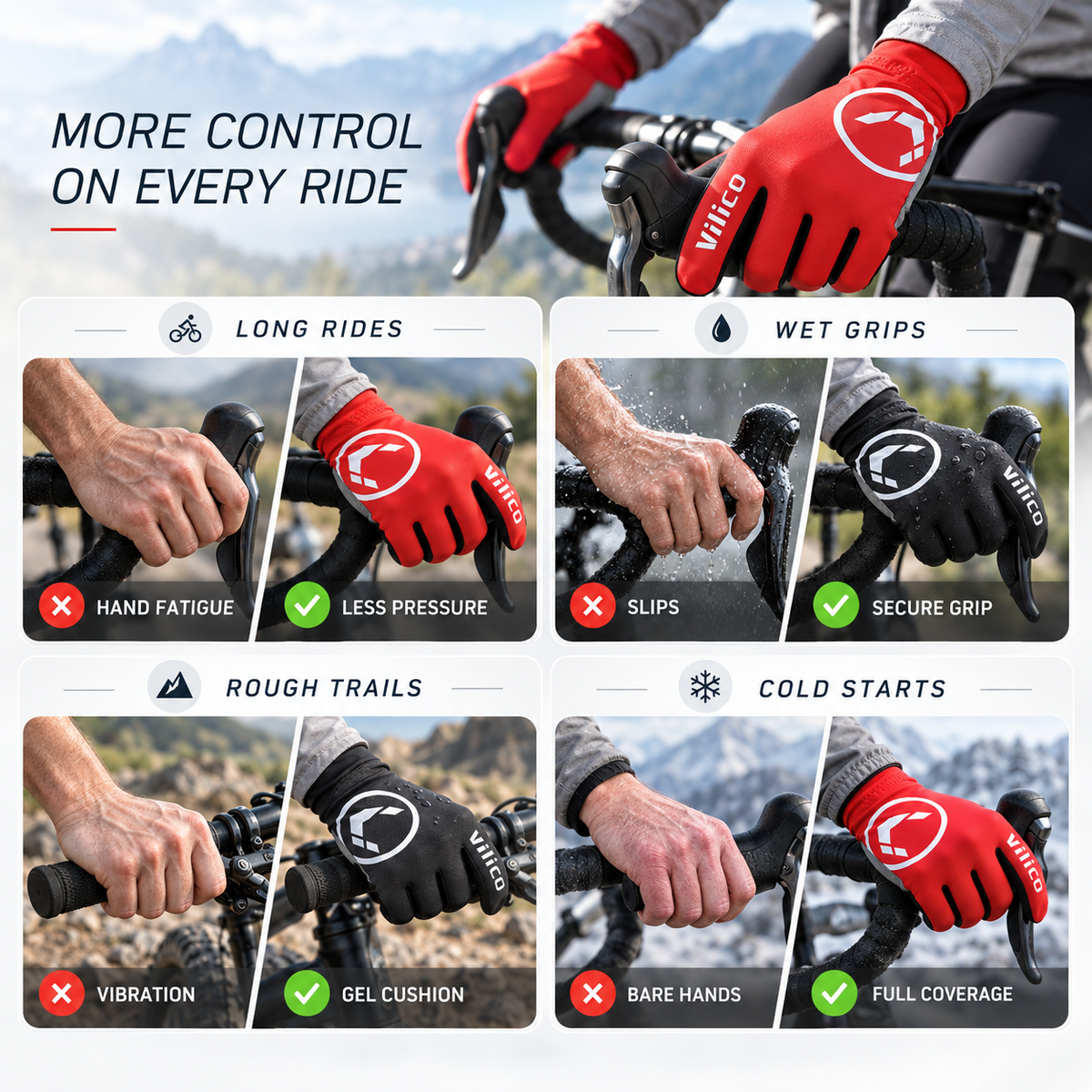 Touchscreen Gel Padded Cycling Gloves