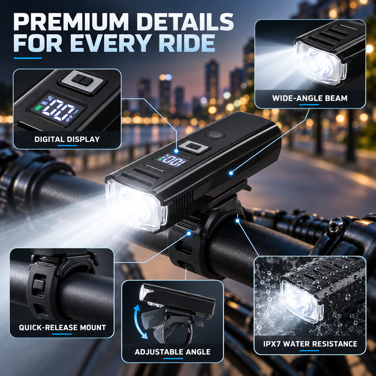 USB Rechargeable LED Bike Headlight