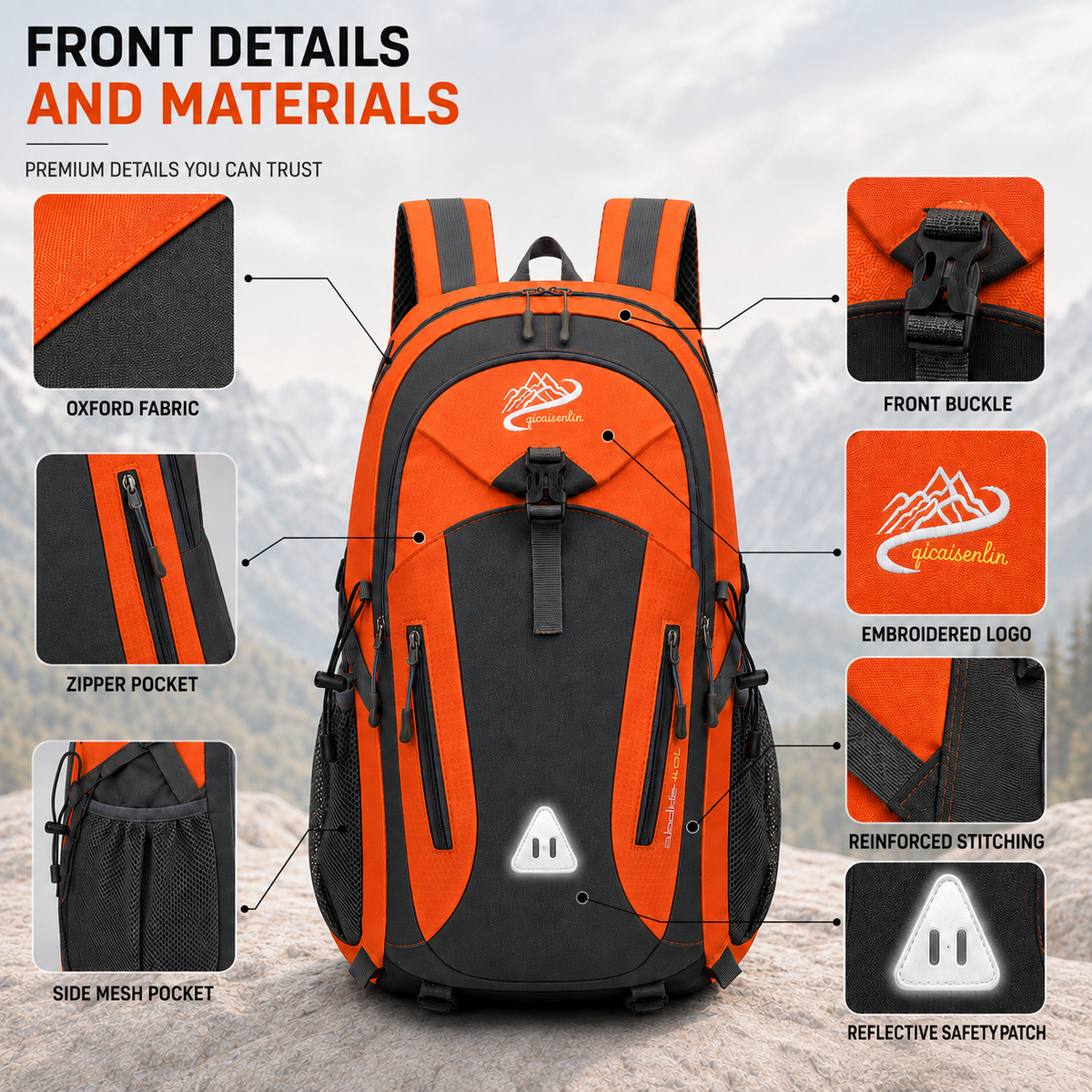 Water-Repellent Multi-Compartment Hiking Backpack