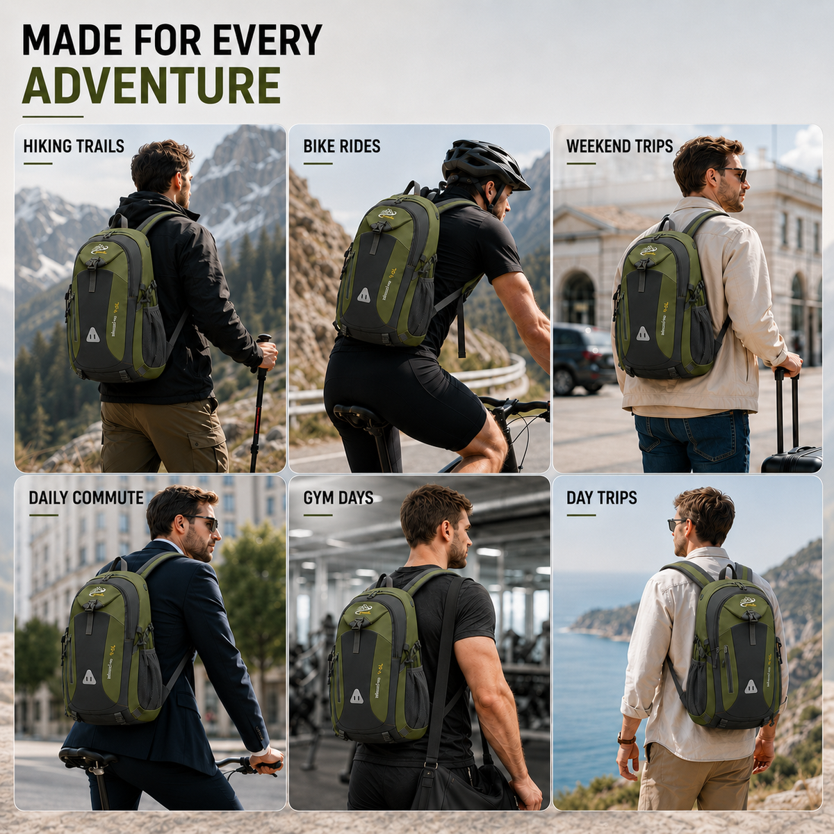 Water-Repellent Multi-Compartment Hiking Backpack