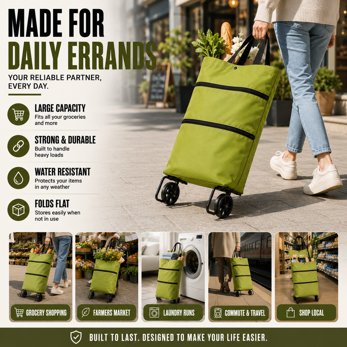 Folding Backpack Shopping Trolley
