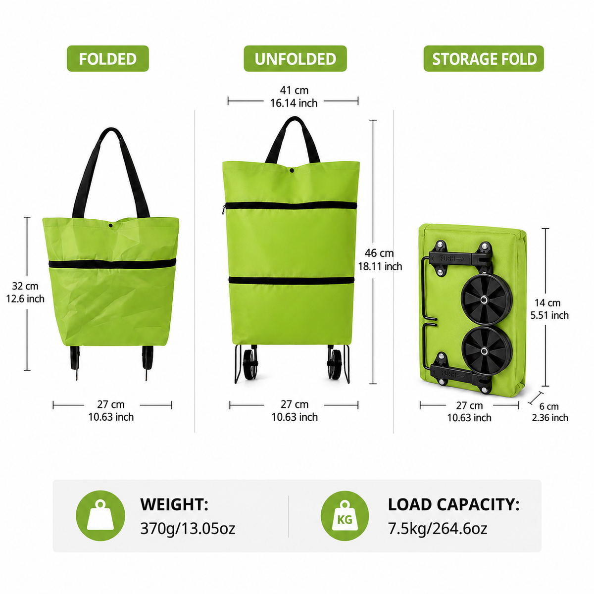 Folding Backpack Shopping Trolley