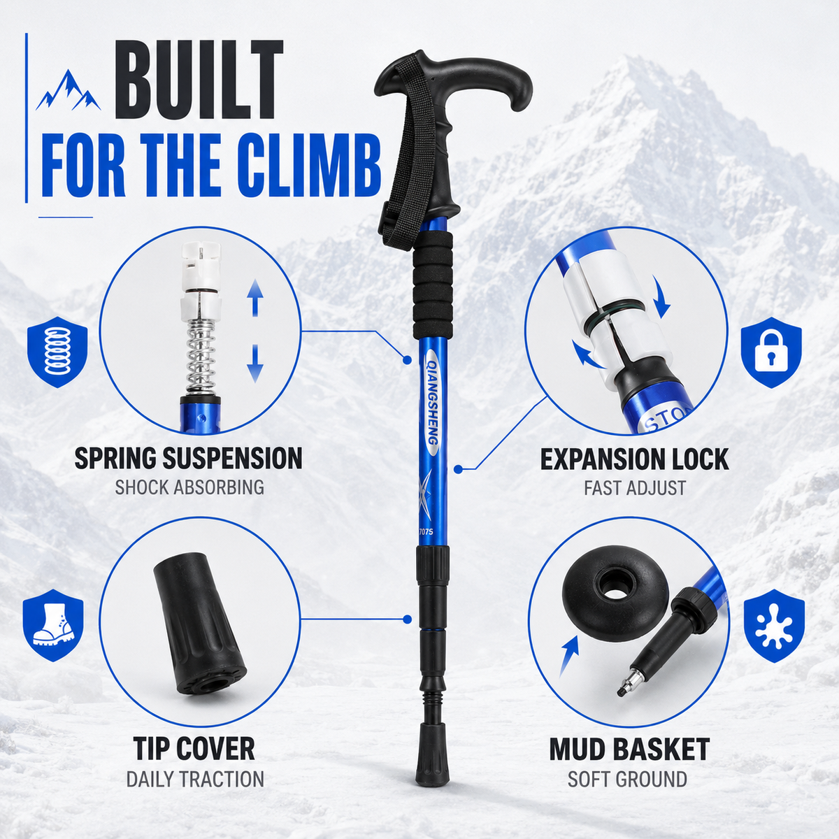 Compact Aluminum Telescopic Trekking Pole