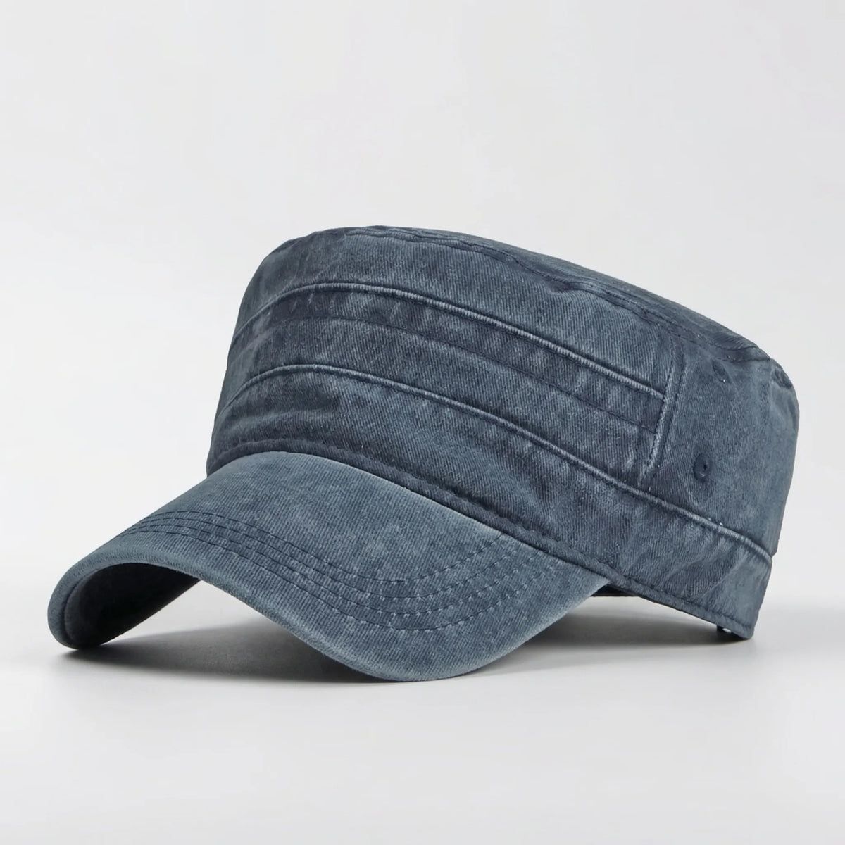 Washed Flat-Top Military Cap