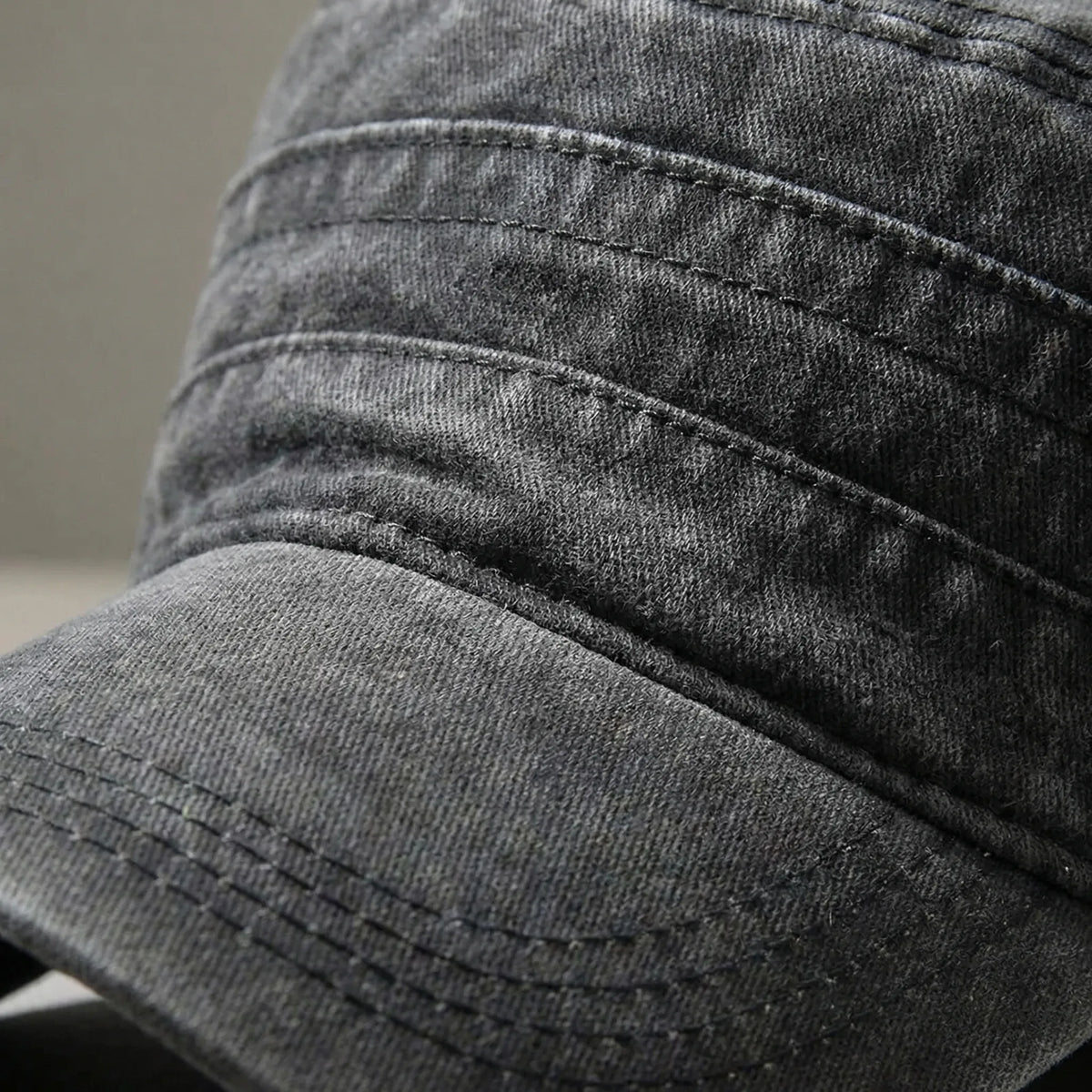 Washed Flat-Top Military Cap