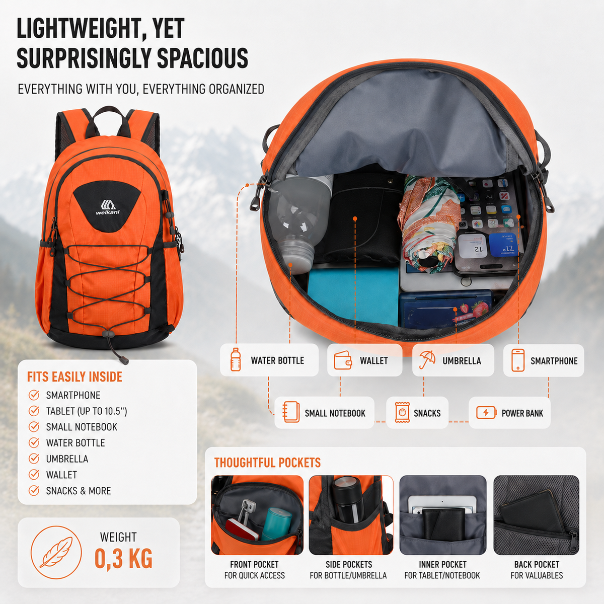 Packable Ultralight Hiking Daypack