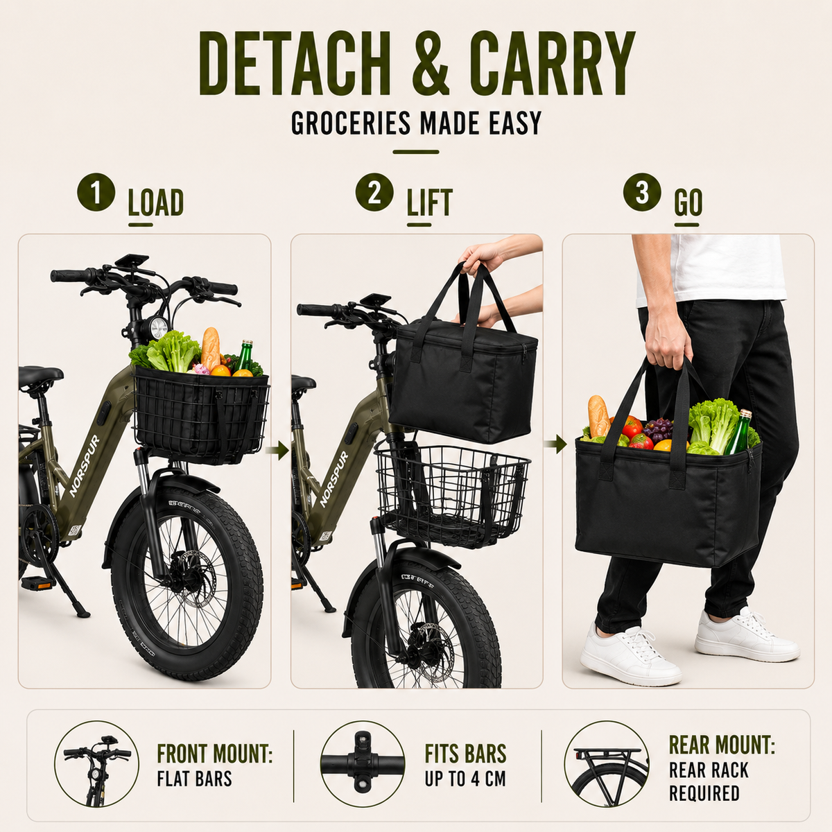 Foldable Large Wire Bike Basket