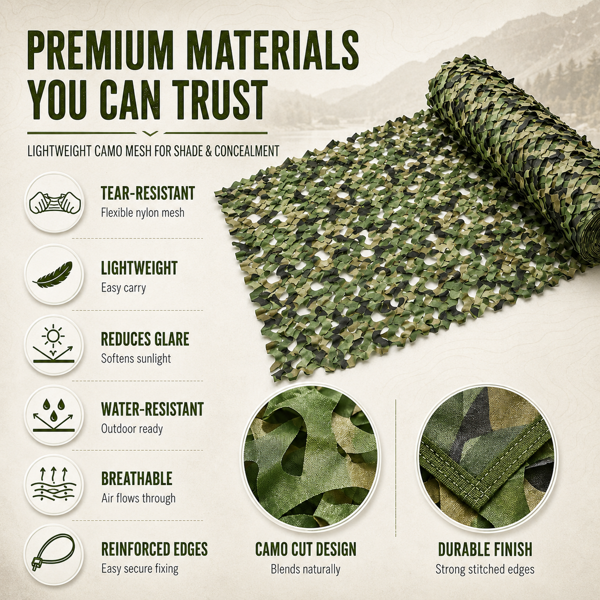 Camouflage Privacy Shade Netting Roll