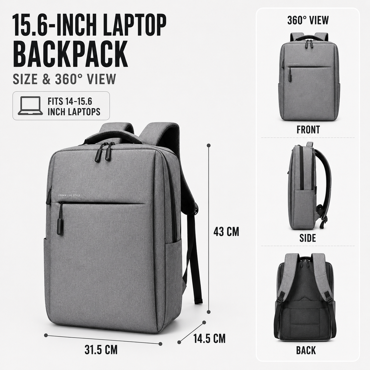 Water-Resistant Laptop Commuter Backpack
