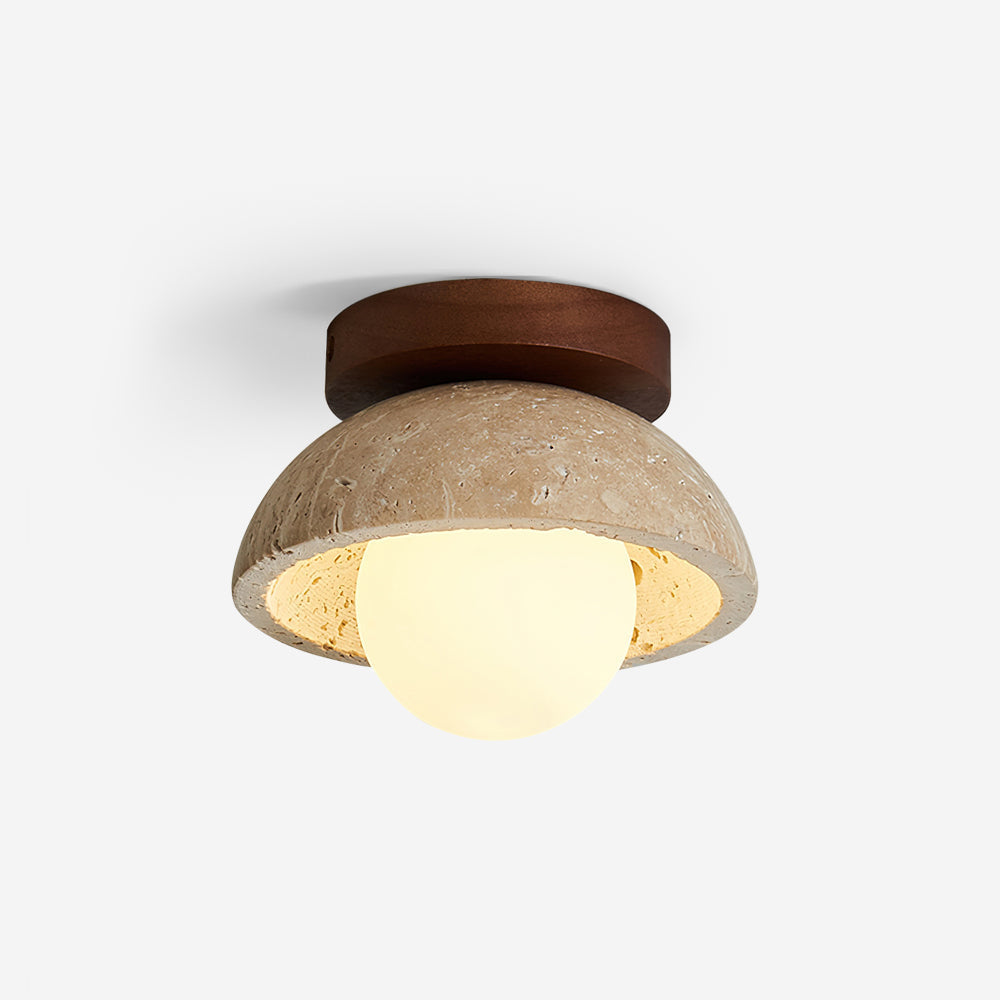 Organic Modern Travertine Glass Pendant Light
