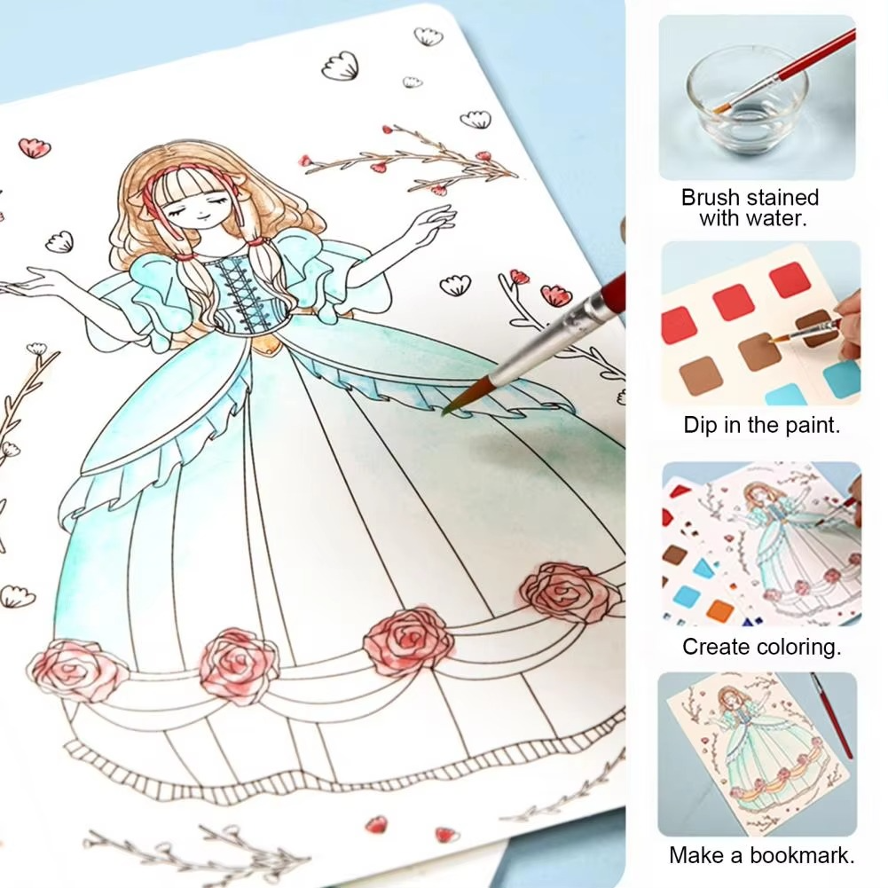 Kids Princess Fashion Design Drawing Activity Book