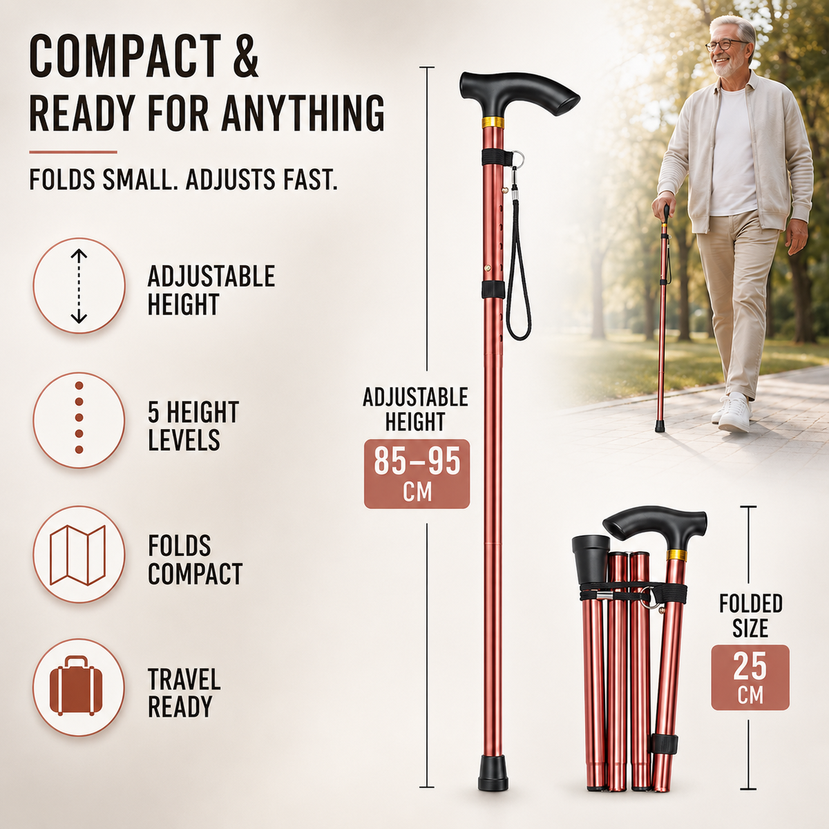 Telescopic Aluminium Folding Walking Cane